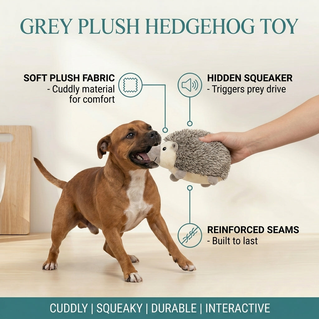 Grey Plush Hedgehog Toy