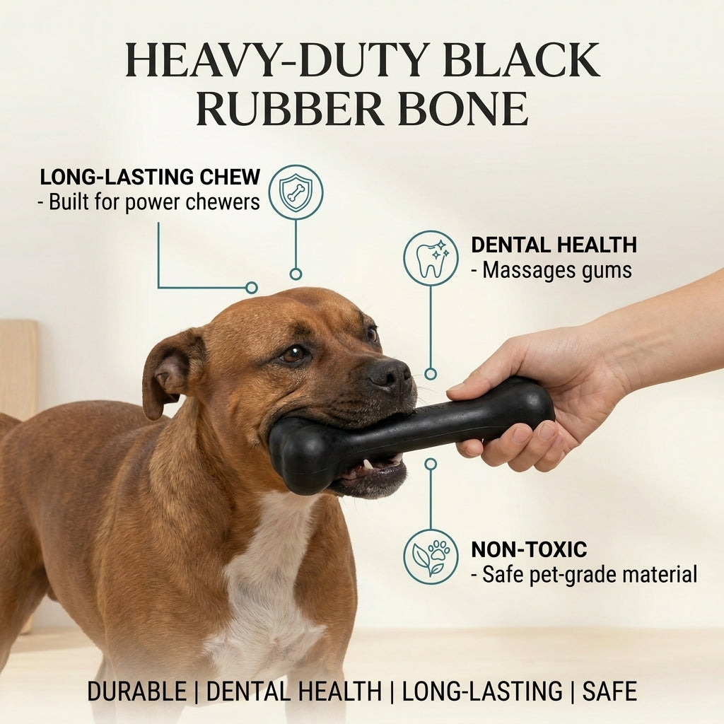 Heavy-Duty Black Rubber Bone