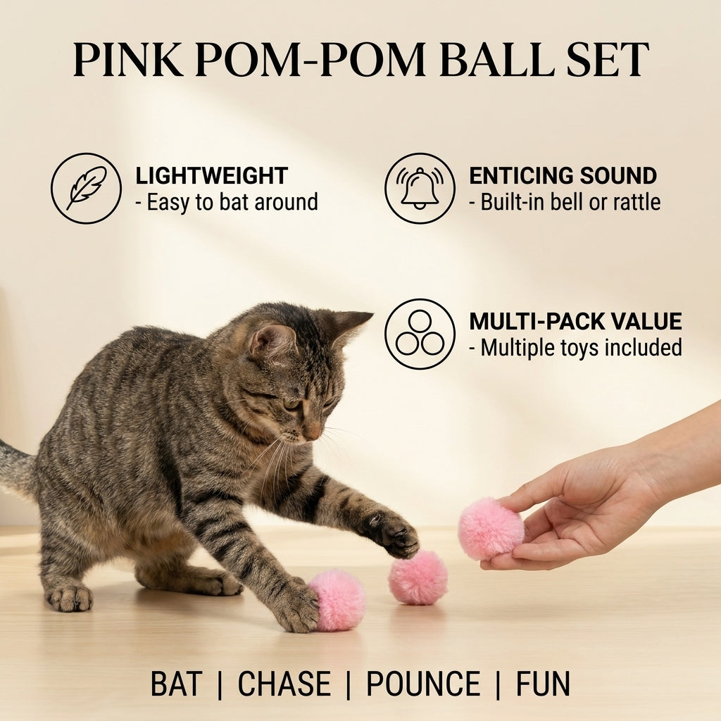 Pink Pom-Pom Ball Set