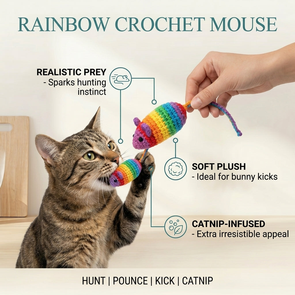 Rainbow Crochet Mouse