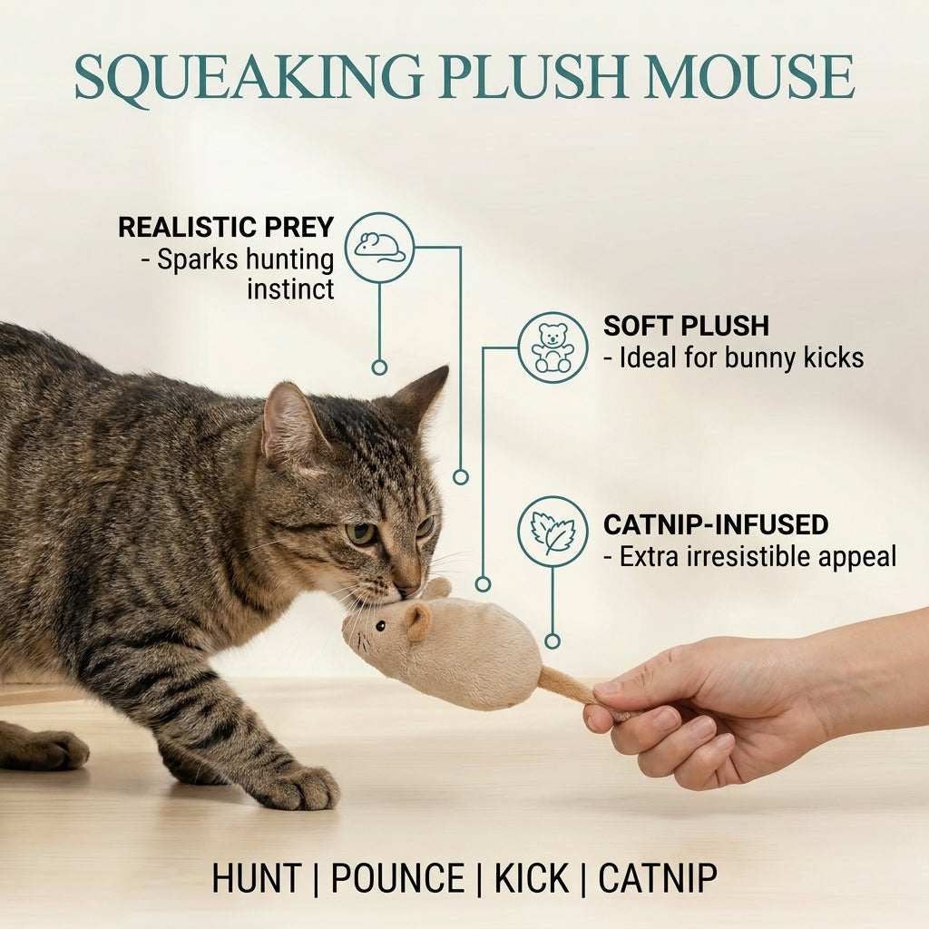 Squeaking Plush Mouse
