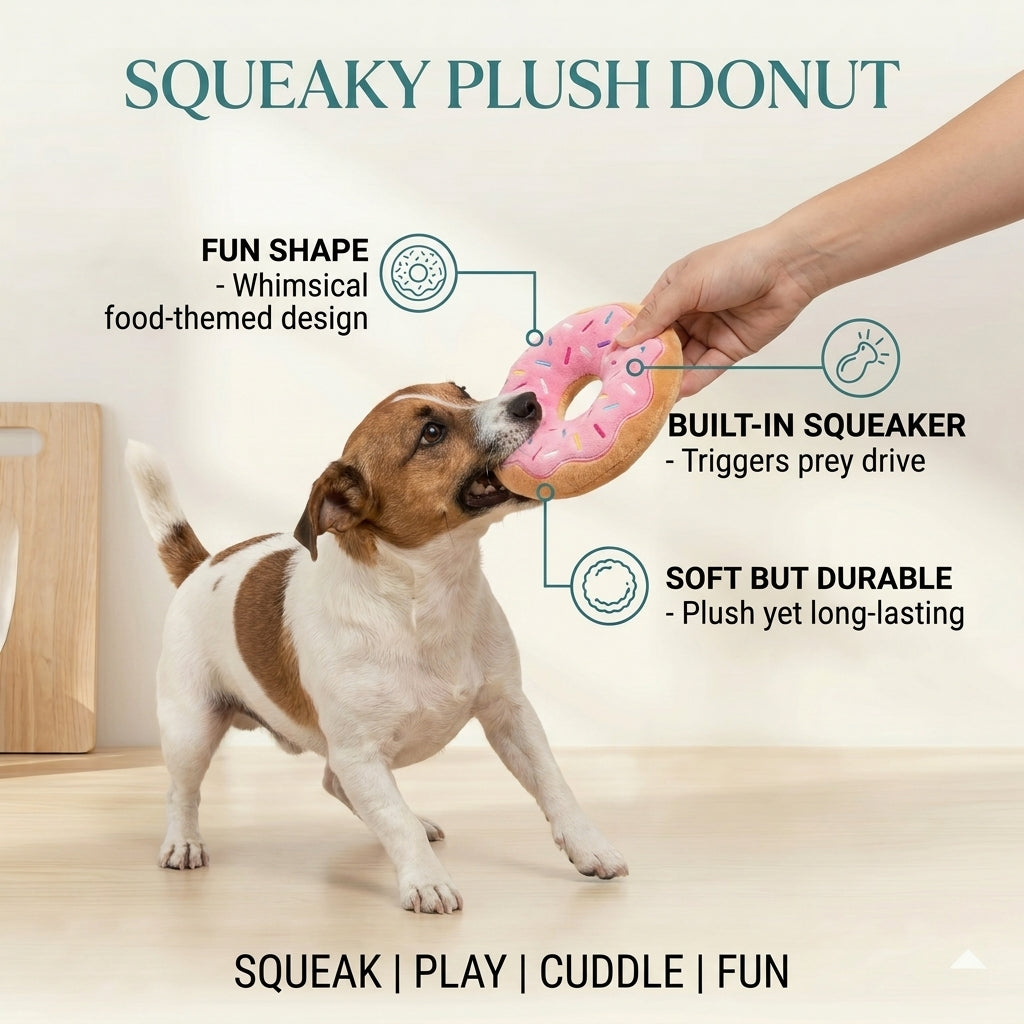 Squeaky Plush Donut