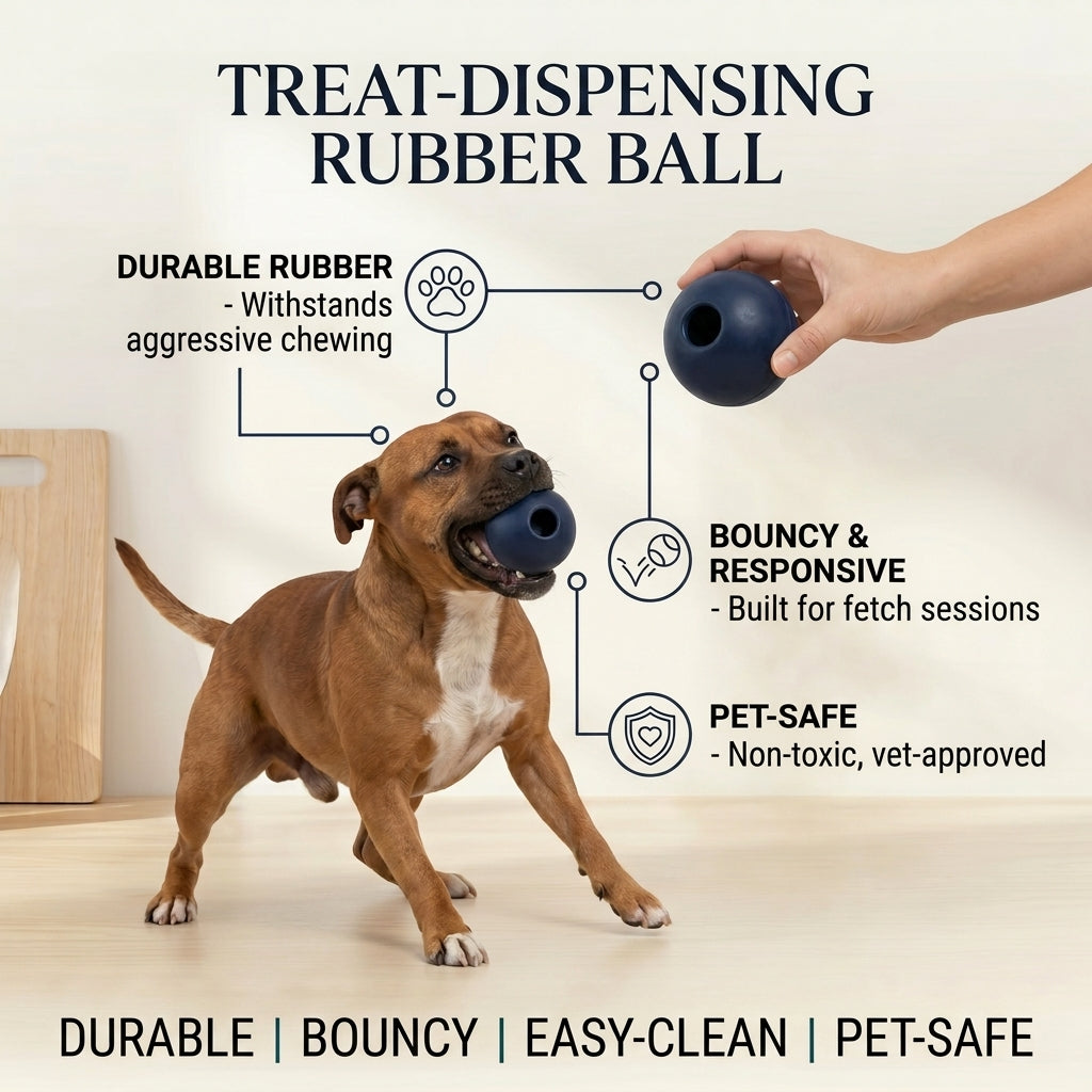 Treat-Dispensing Rubber Ball